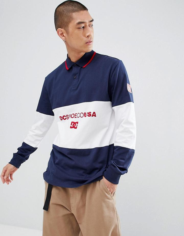 Dc Shoes Cut & Sew Rugby Shirt In Navy - Navy