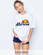 Ellesse Oversized Boyfriend T-shirt With Front Logo - White