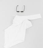 Ivory Rose Fuller Bust One Shoulder Swimsuit In White Dd- G