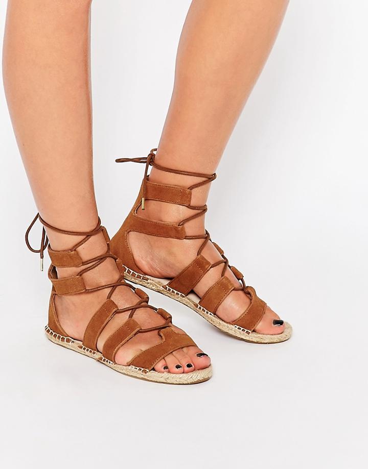 New Look Lace Up Espadrille Sandal - Tan