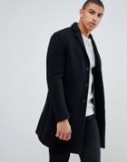 Selected Homme Recycled Wool Overcoat In Black - Black
