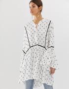 Y.a.s Festival Monochrome Emroidered Tunic Mini Dress-white