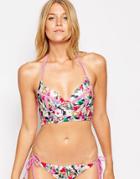 South Beach Floral Longline Bikini Top - Floral Print