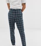 Noak Slim Cropped Suit Pants In Check - Yellow