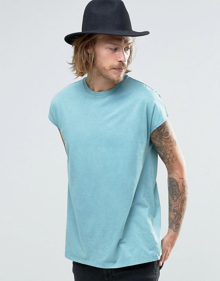 Asos Oversized T-shirt With Heavy Acid Wash - Eggshell Blue