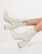 Raid Silonna Square Toe Boots In Bone Croc-white