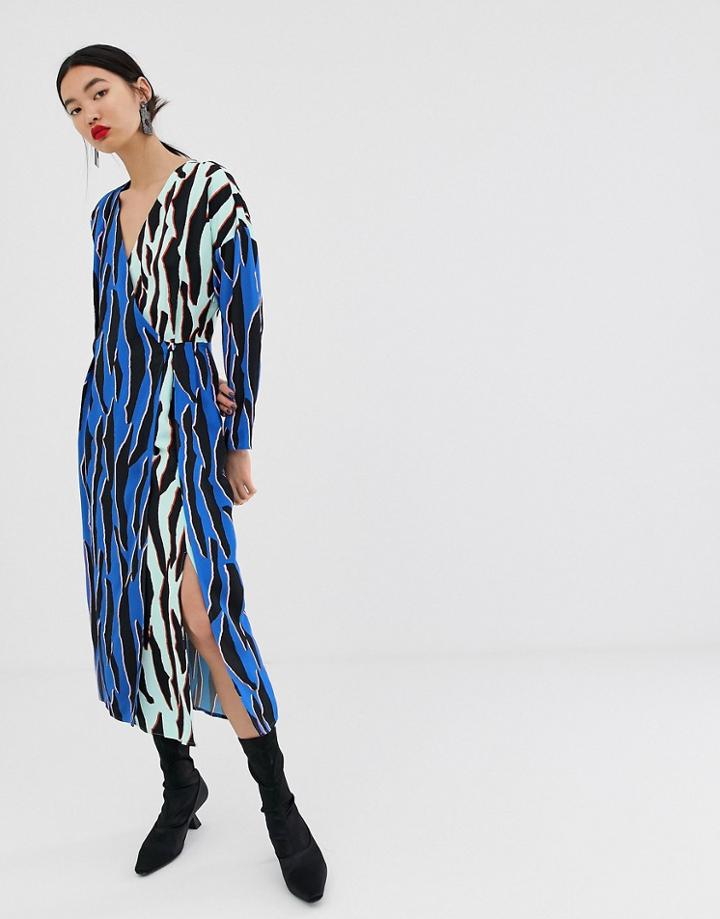 Asos White Animal Print Wrap Dress