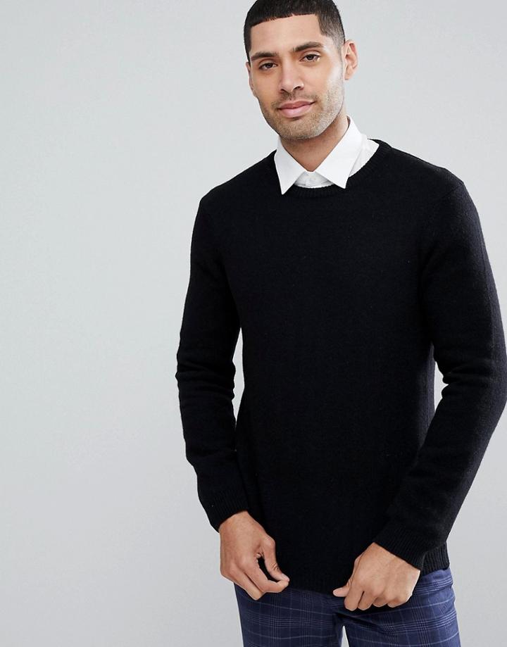 Asos Lambswool Sweater In Black - Black