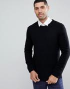 Asos Lambswool Sweater In Black - Black