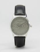 Simon Carter Black Leather Chronograph Watch With Gray Dial - Black