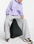 Asos Design Heavyweight Oversized Wide Leg Sweatpants In Gray Heather