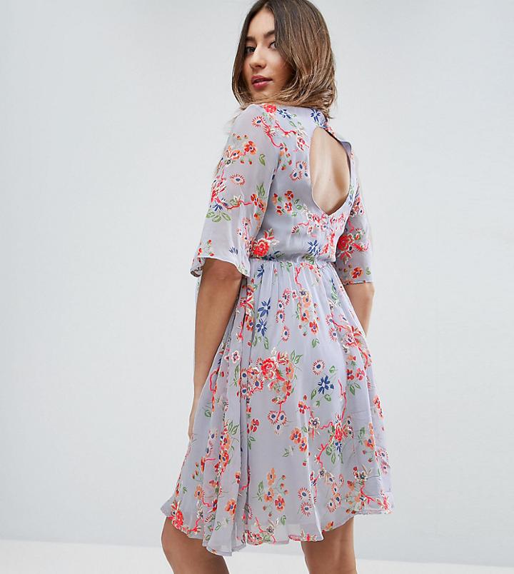 Asos Maternity Premium Pretty Skater Dress With Embroidery - Multi