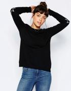 Asos Sweater With Embroided Star Elbow Patch - Black