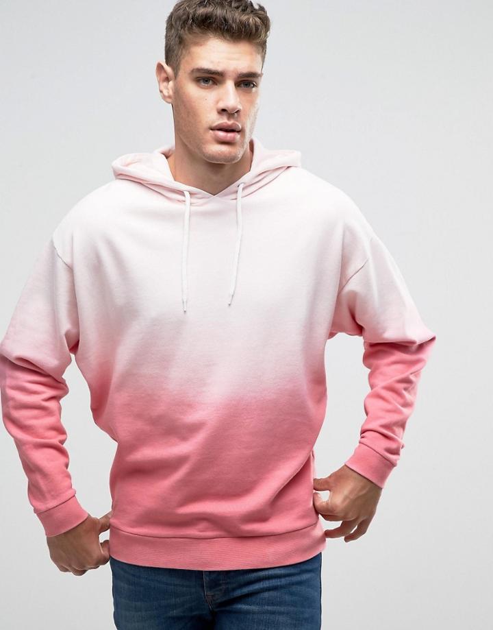 Asos Oversized Dip Dye Hoodie - Pink