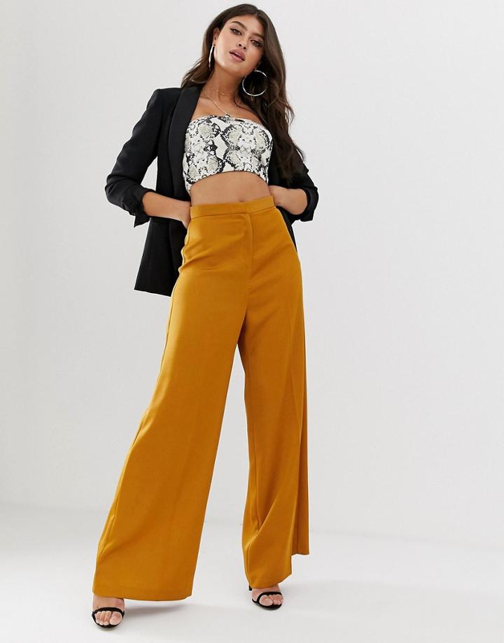 Asos Design Mustard Wide Leg Pants - Yellow