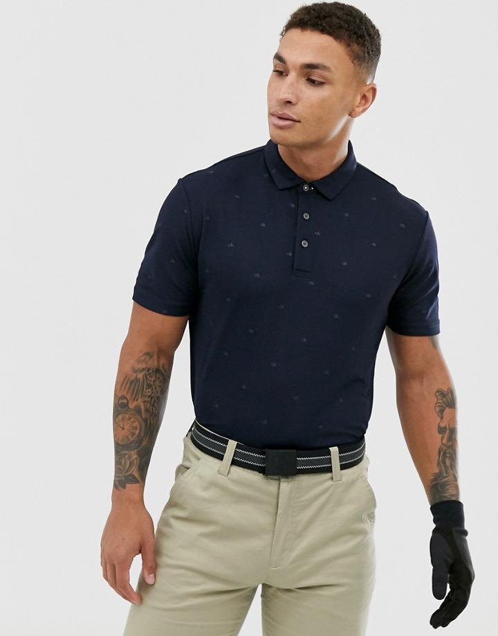 Calvin Klein Golf Monogram Logo Polo In Navy