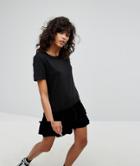 Noisy May Jersey Dress With Velvet Drop Hem - Black
