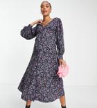 Topshop Maternity Floral Print Button Down Midi Tea Dress In Multi