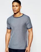 Asos Muscle T-shirt In Plaited Rib In Dark Blue - Dark Blue