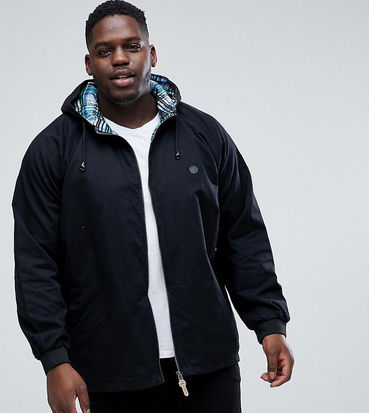 Le Breve Plus Hood Anarac With Check Lining - Black
