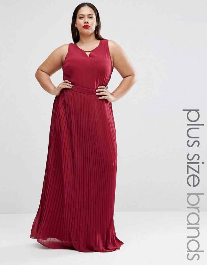 Lovedrobe Plus Maxi Dress With Pleated Skirt - Purple
