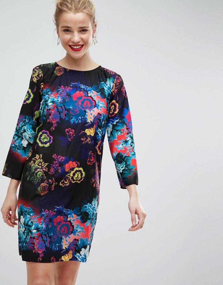 Asos Floral Print Mini Shift Dress - Multi