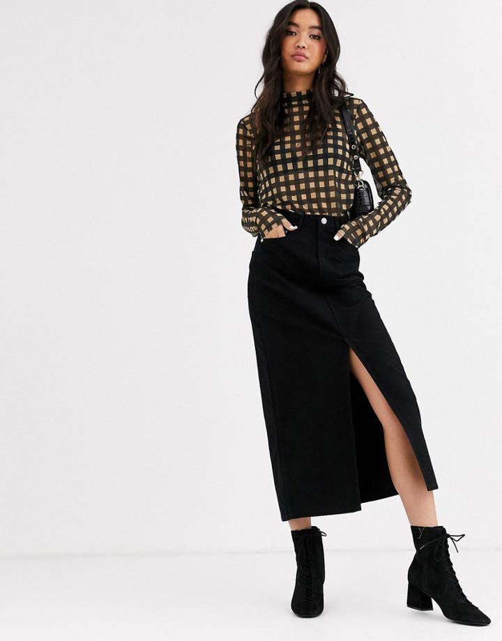 & Other Stories Midi Skirt With Split Front In Black