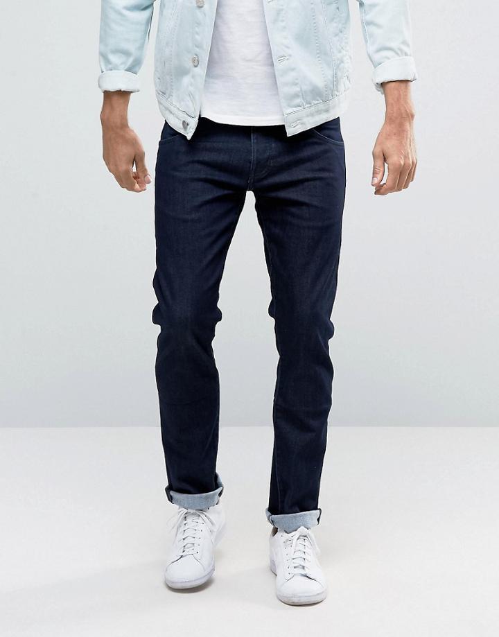 Wrangler Low Rise Slim Leg Jean In Rinse Brushed Wash - Navy