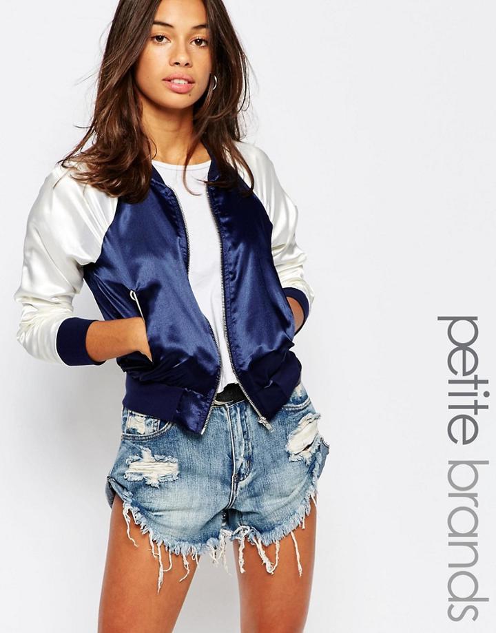 New Look Petite Block Bomber Jacket - Blue
