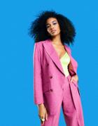 Asos Design Slim Strong Shoulder Cross Hatch Suit In Pink