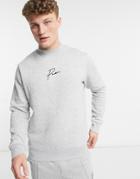 Jack & Jones Premium Set Chest Logo Sweatshirt With High Neck In Gray-grey