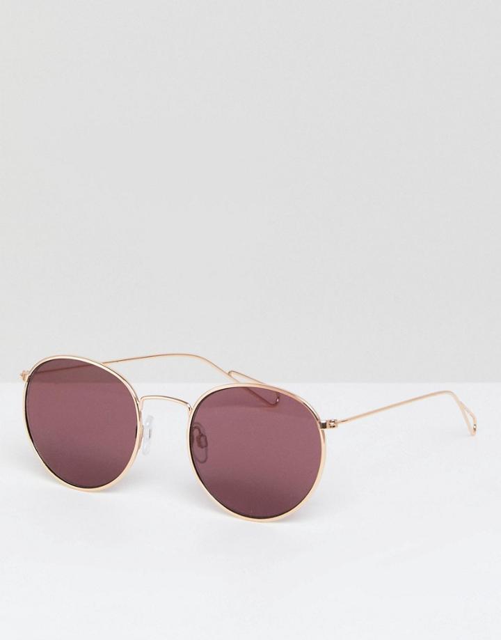Weekday Rose Tinted Sunglasses With Gold Frame - Gold