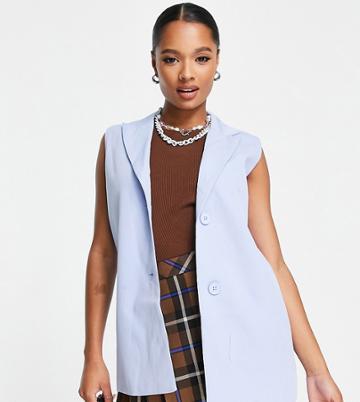 Heartbreak Petite Longline Vest In Blue-black