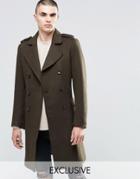 Underated Wool Trench Coat - Green