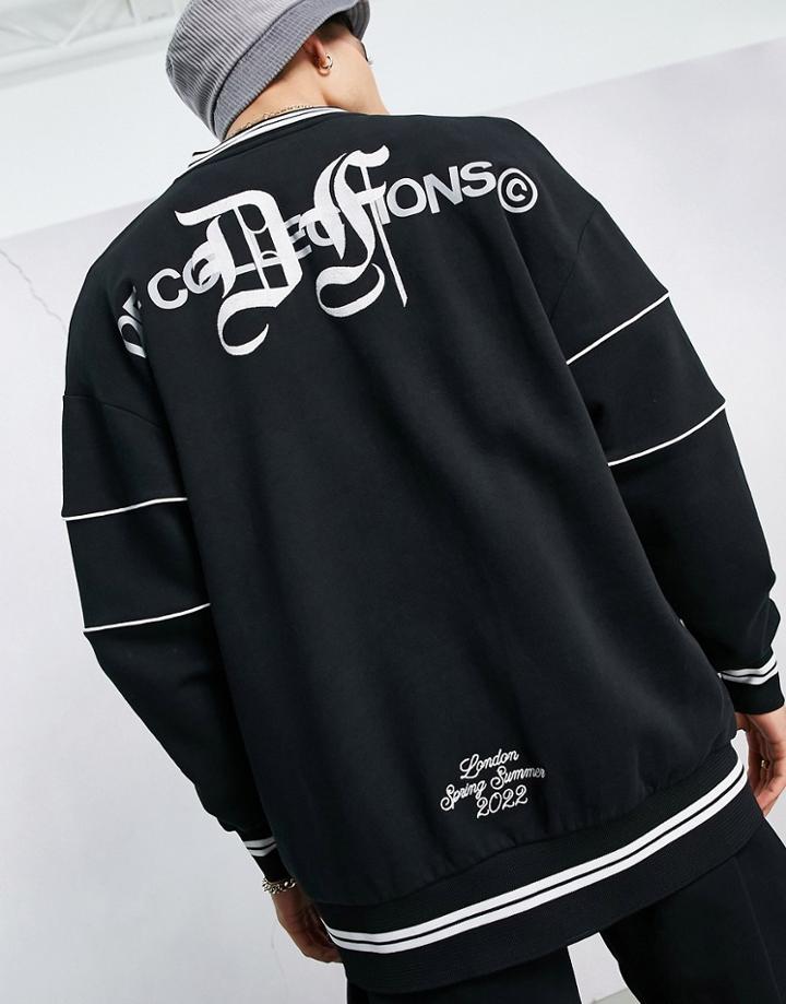 Asos Dark Future Oversized Bomber Jacket With Gothic Text Print And Embroidery In Black