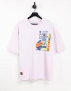 Bershka T-shirt With Japanese Back Print In Pink-grey