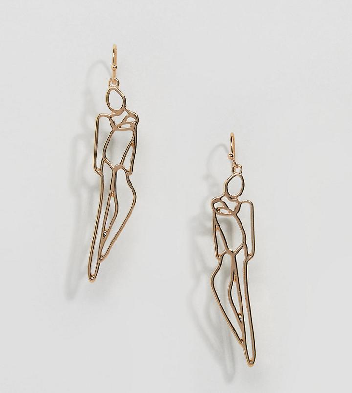 Designb London Gold Abstract Figure Earrings - Gold