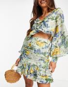 Asos Design Printed Mini Skirt With Ruffle Detail - Part Of A Set-multi