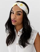 Asos Design Headband With Twist Front In Shell Print - Multi