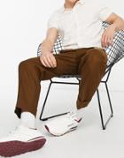 River Island Wide Leg Twill Pants In Brown