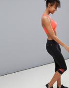 Asics Running Icon Capri Legging In Black And Coral-multi