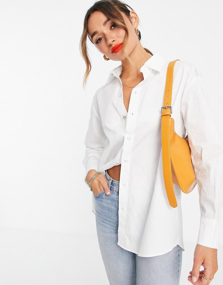 Mango Oversized Poplin Shirt In White