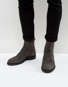 Zign Suede Lace Up Boots In Gray - Gray