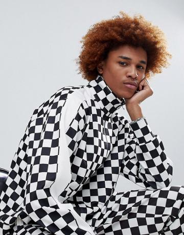 Antimatter Track Jacket In Checkerboard - Black