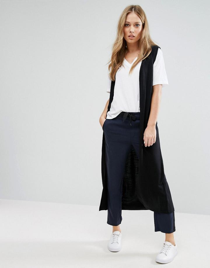 Jdy Maxi Sleeveless Cardigan - Black