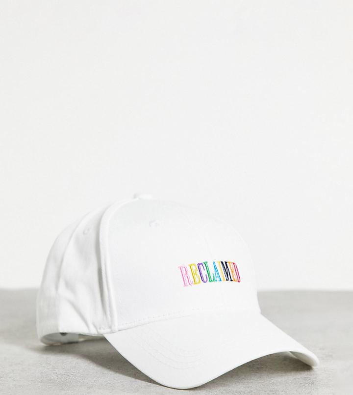 Reclaimed Vintage Inspired Cap With Rainbow Embroidery In White