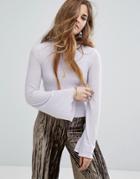 Nobody's Child Crop Top With Frill Hem - Purple