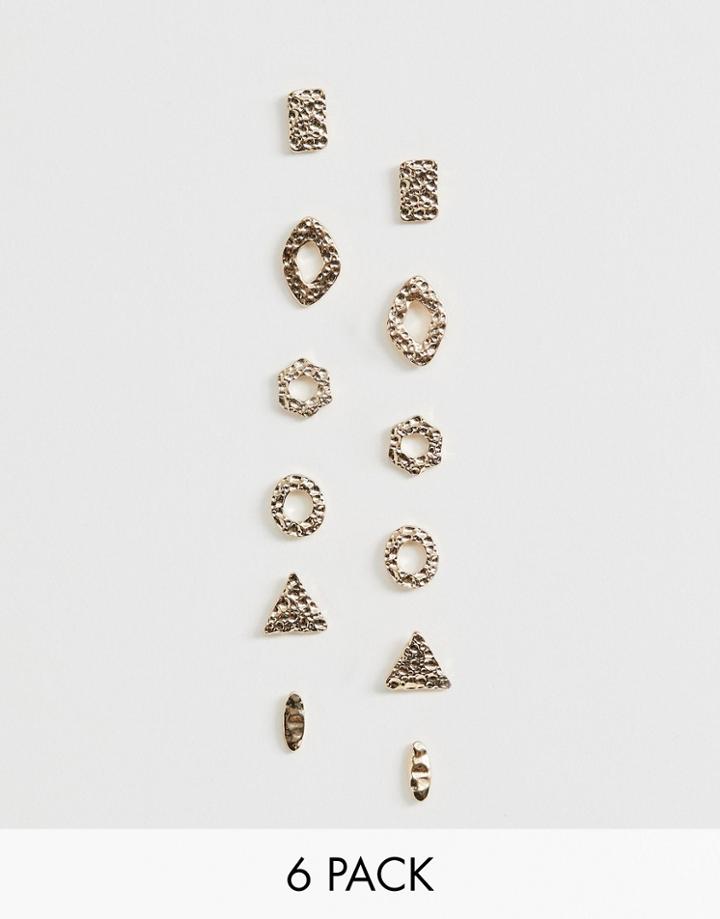 New Look Multipack Textured Stud Earrings - Gold