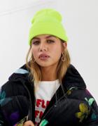 New Look Neon Beanie In Bright Green - Green