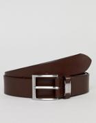 Boss Connio Leather Logo Keeper Belt In Brown - Brown